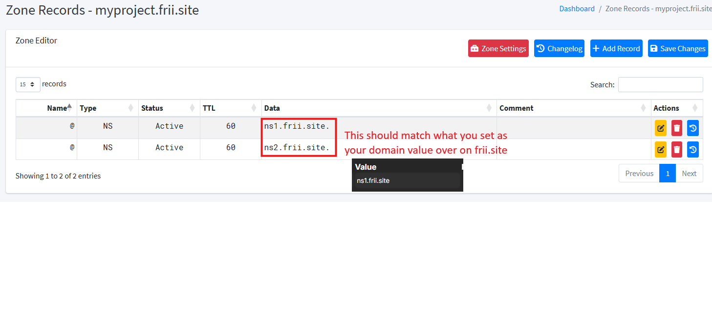 DNS portal creating two apex records pointing to self