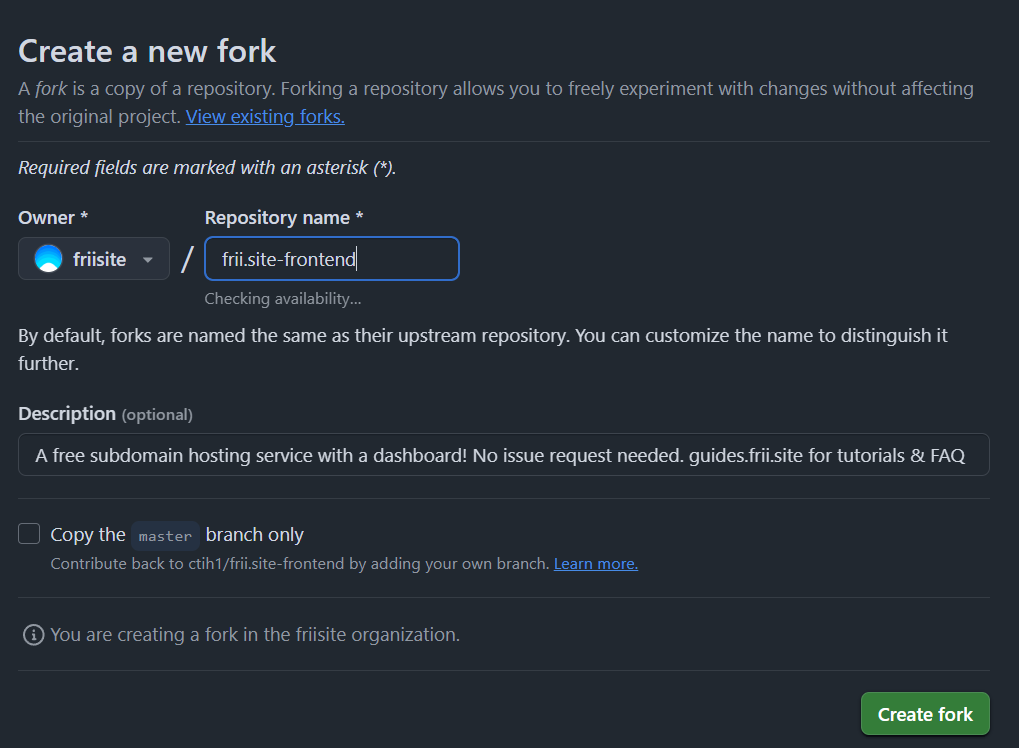 Image of forking the repo on github