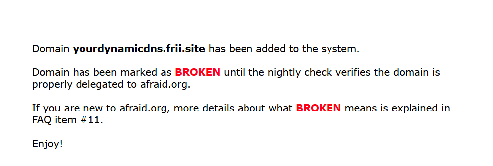 Broken domain warning