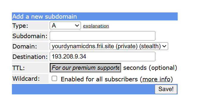 What the record looks like when the info is filled out