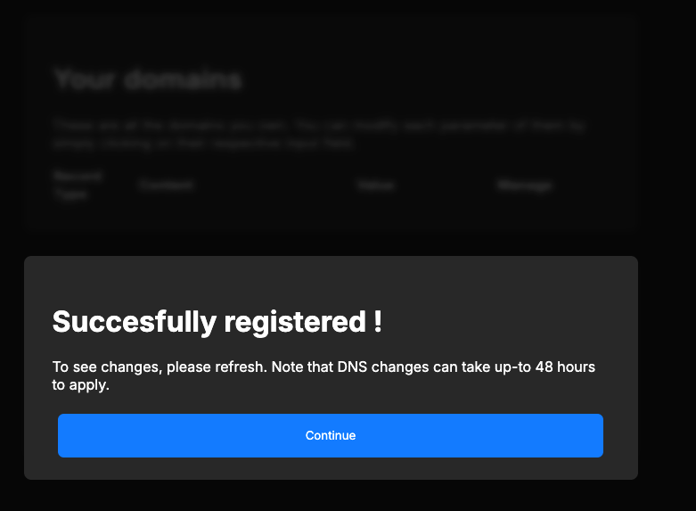 Registration screen