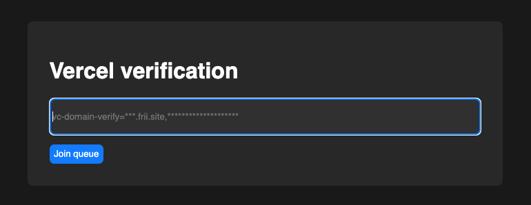 Vercel verification page